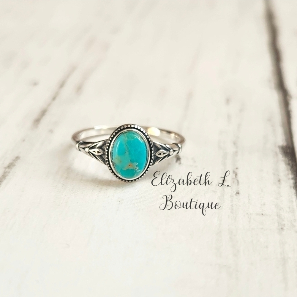 925 Sterling Silver Genuine Turquoise Ring Boutiqe New!